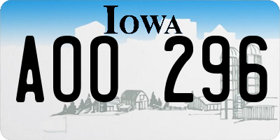 IA license plate AOO296