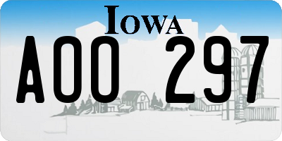 IA license plate AOO297