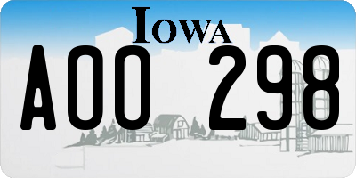 IA license plate AOO298