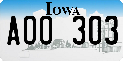 IA license plate AOO303