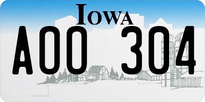 IA license plate AOO304