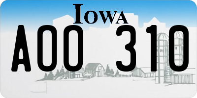 IA license plate AOO310