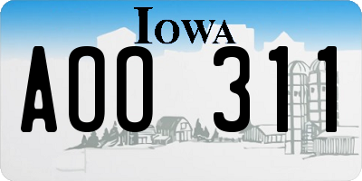 IA license plate AOO311