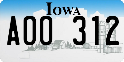 IA license plate AOO312