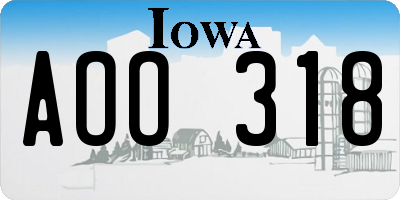 IA license plate AOO318