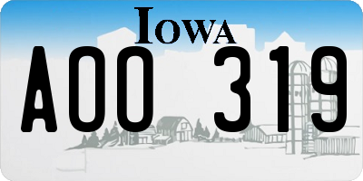IA license plate AOO319
