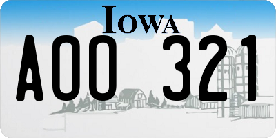 IA license plate AOO321