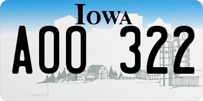 IA license plate AOO322