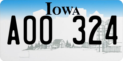 IA license plate AOO324