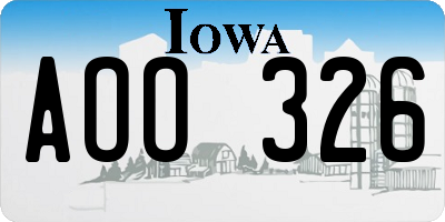 IA license plate AOO326