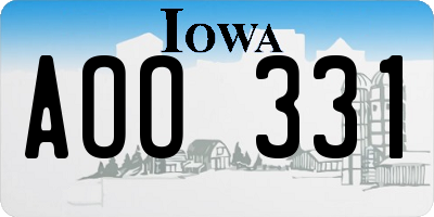 IA license plate AOO331