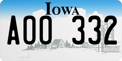 IA license plate AOO332