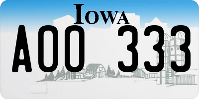 IA license plate AOO333