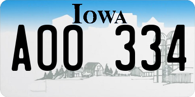 IA license plate AOO334