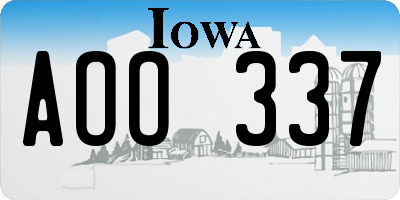 IA license plate AOO337