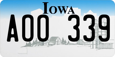 IA license plate AOO339