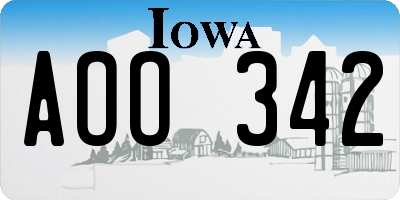 IA license plate AOO342