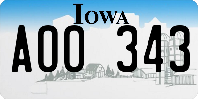 IA license plate AOO343