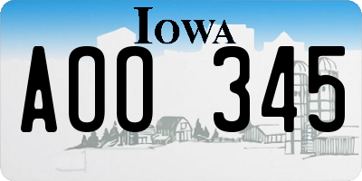 IA license plate AOO345