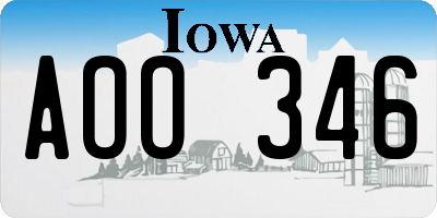 IA license plate AOO346
