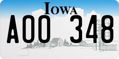 IA license plate AOO348