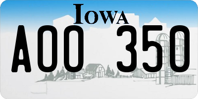 IA license plate AOO350