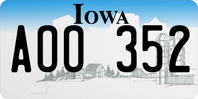 IA license plate AOO352