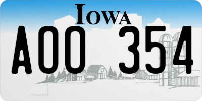 IA license plate AOO354