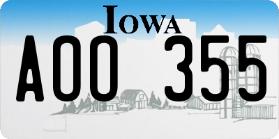 IA license plate AOO355