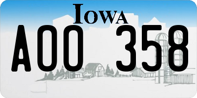 IA license plate AOO358