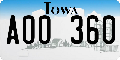 IA license plate AOO360