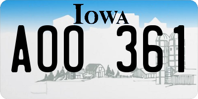 IA license plate AOO361