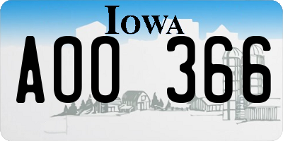 IA license plate AOO366