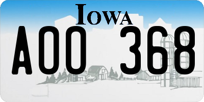 IA license plate AOO368