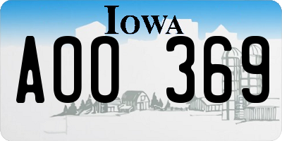 IA license plate AOO369