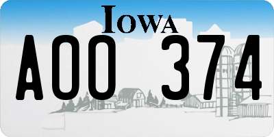 IA license plate AOO374