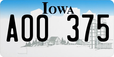 IA license plate AOO375