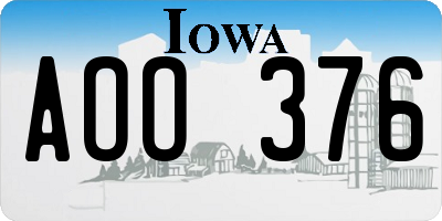 IA license plate AOO376