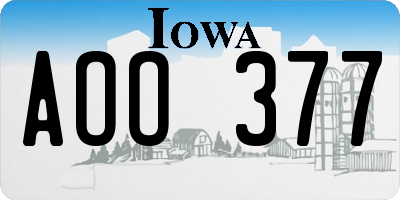 IA license plate AOO377