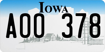 IA license plate AOO378