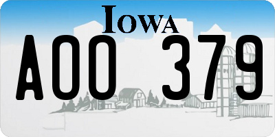 IA license plate AOO379