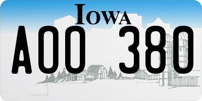 IA license plate AOO380