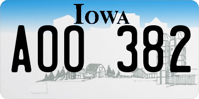 IA license plate AOO382