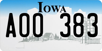 IA license plate AOO383