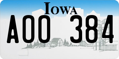 IA license plate AOO384