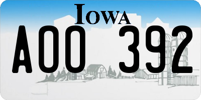 IA license plate AOO392