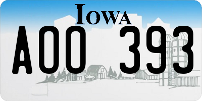 IA license plate AOO393