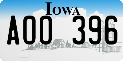IA license plate AOO396
