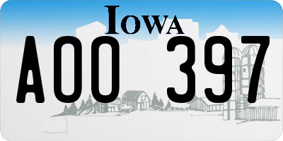 IA license plate AOO397