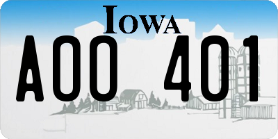 IA license plate AOO401